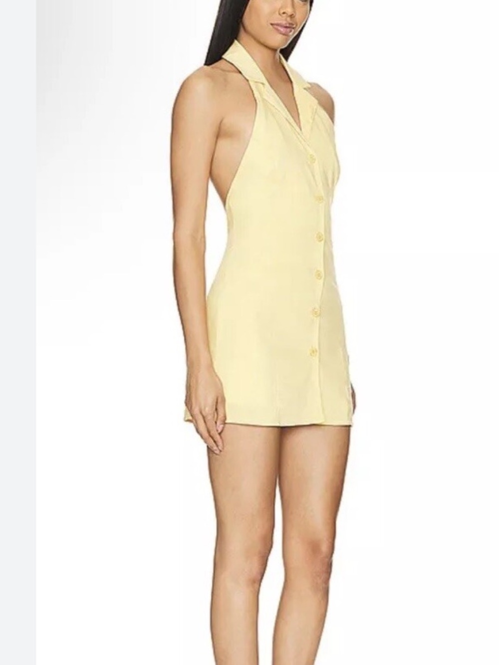 SNDYS. WOMENS BUTTON DOWN YELLOW MINI DRESS SMALL
